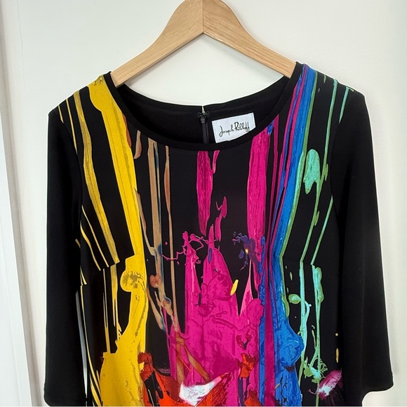 Joseph Ribkoff Black Dress with Pink and Blue Accents - Picture 7 of 10